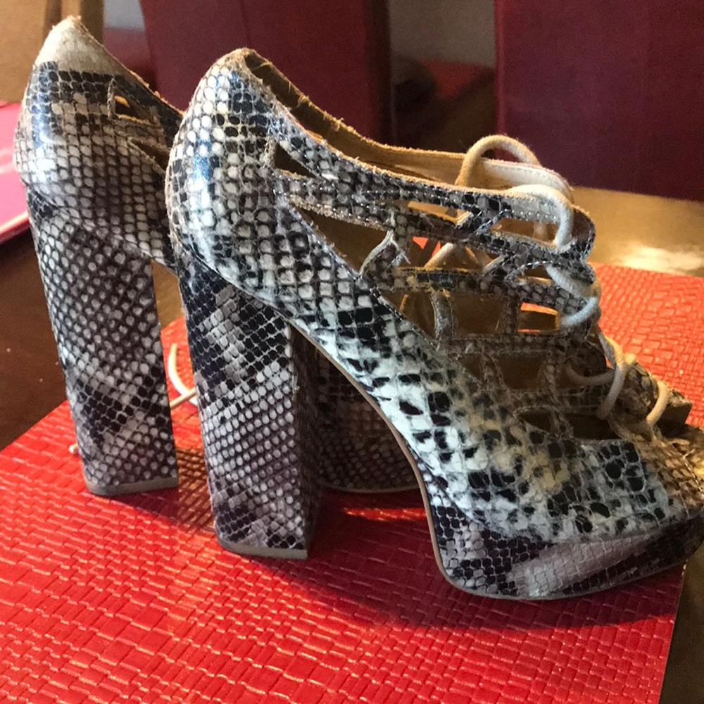 Snake Skin MIA Open Toe Heels!
